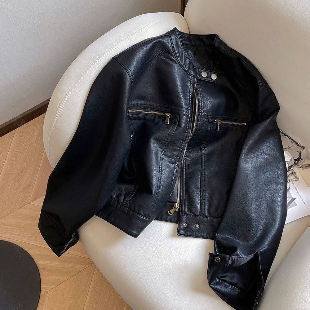 Women's Leather Jacket Retro PU Leather Jacket
