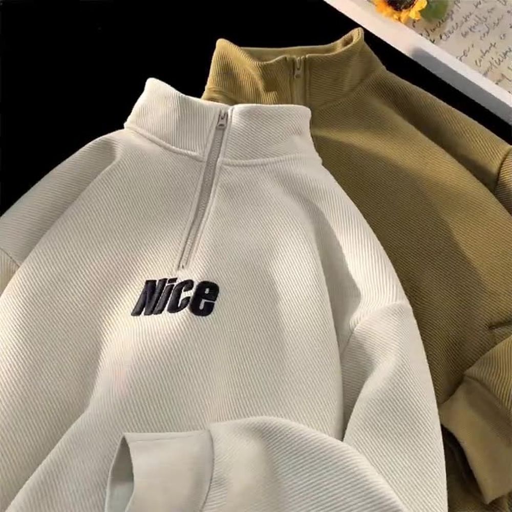 Men's High-neck Zip-up Sweatshirt with Stylish Design Hoodie