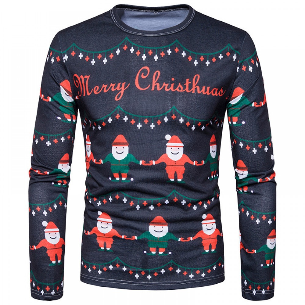 Autumn and Winter Fashion Christmas Digital Printing Plus Size Long Sleeve T-Shirt